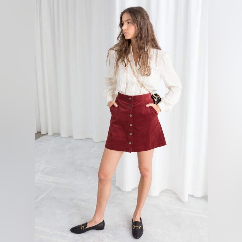 & OTHER STORIES red corduroy skirt